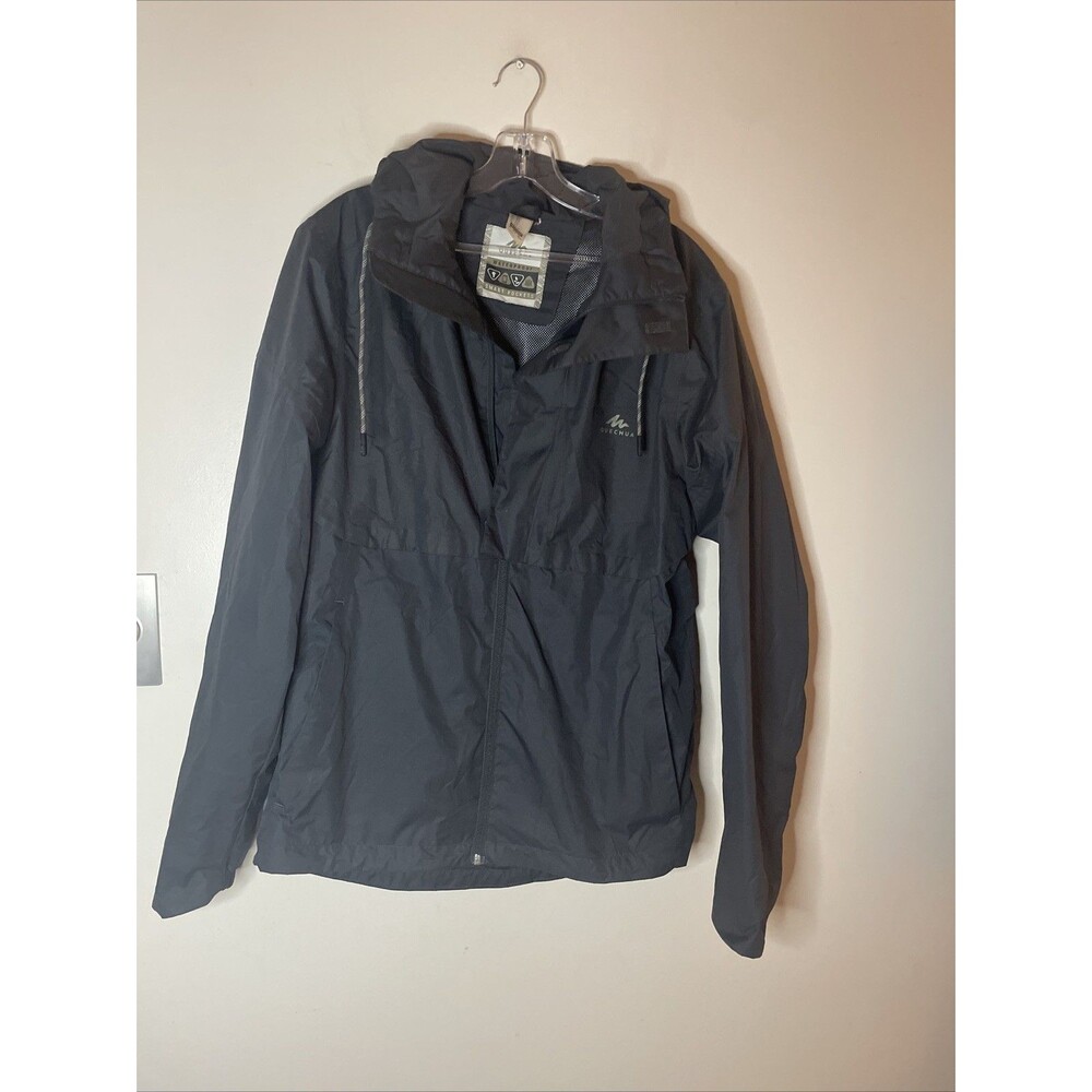 Quechua Men’s Waterproof Jacket Decathalon Hiking Hooded Black NH500 Size M